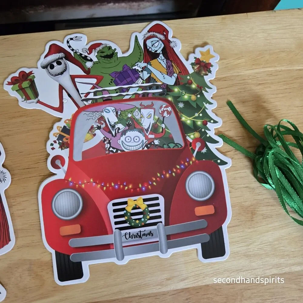 Nightmare Before Christmas DIY Banner Kit - Holiday Cardstock Cutouts & Raffia
